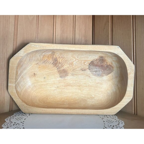 Vintage Handcrafted Wooden Dough Bowl Rustic Farmhouse Decor Bread Baking - Picture 1 of 6